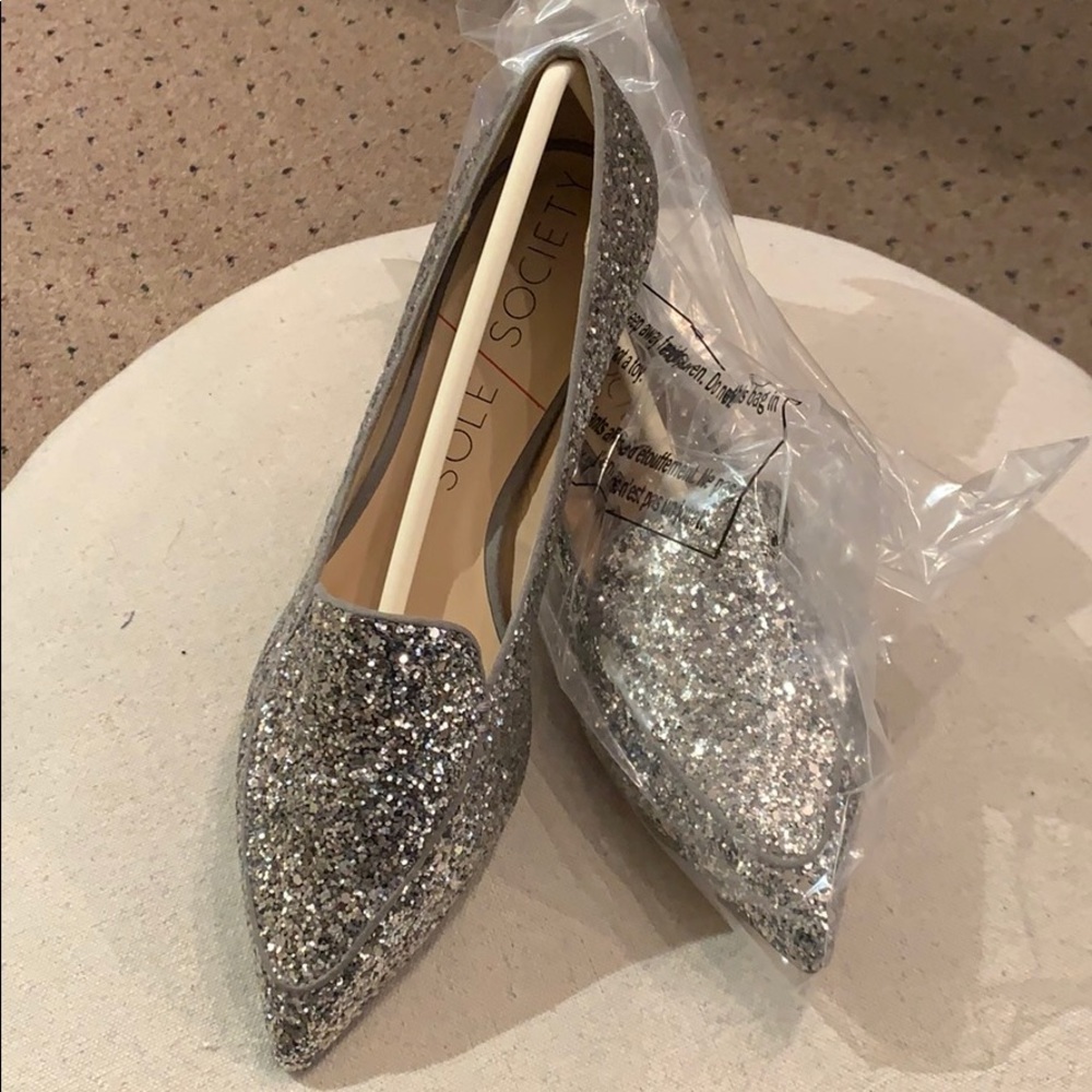Silver glitter loafer